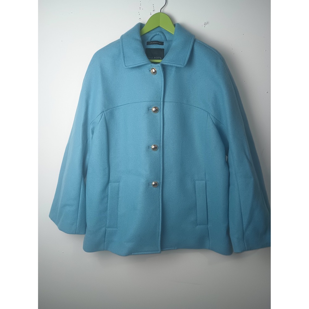 Talbots‎ Blue Wool Blend Italian Fabric Pea Coat Jacket Womens Large VN300 05/24